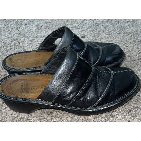 Naot Black Leather Clogs Sandals Wedge Slide On Womens 40 Size 9 - Picture 4 of 8